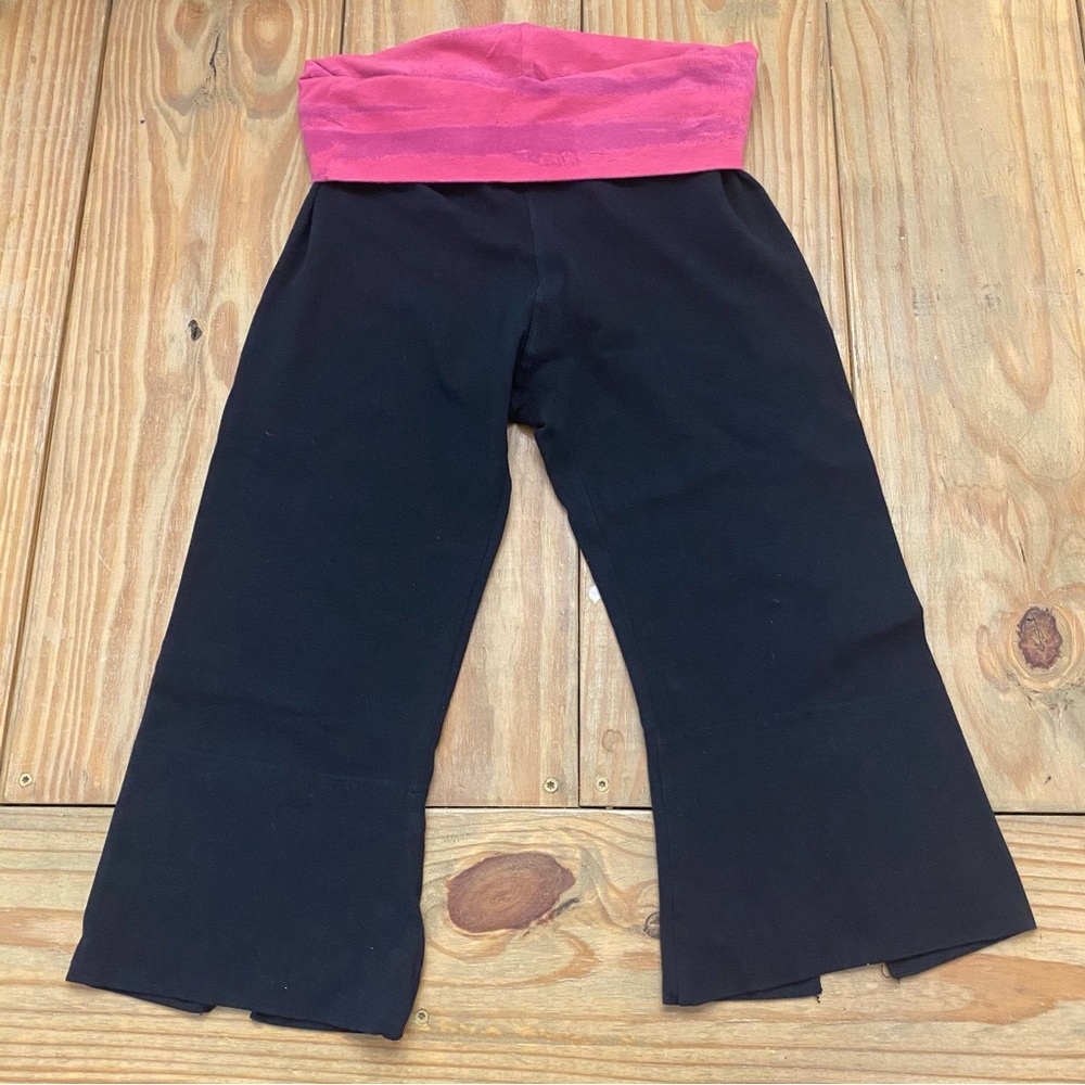 Hardtail Forever Capri Flare Yoga Pants Pink Tie-Dye Fold over Waistband